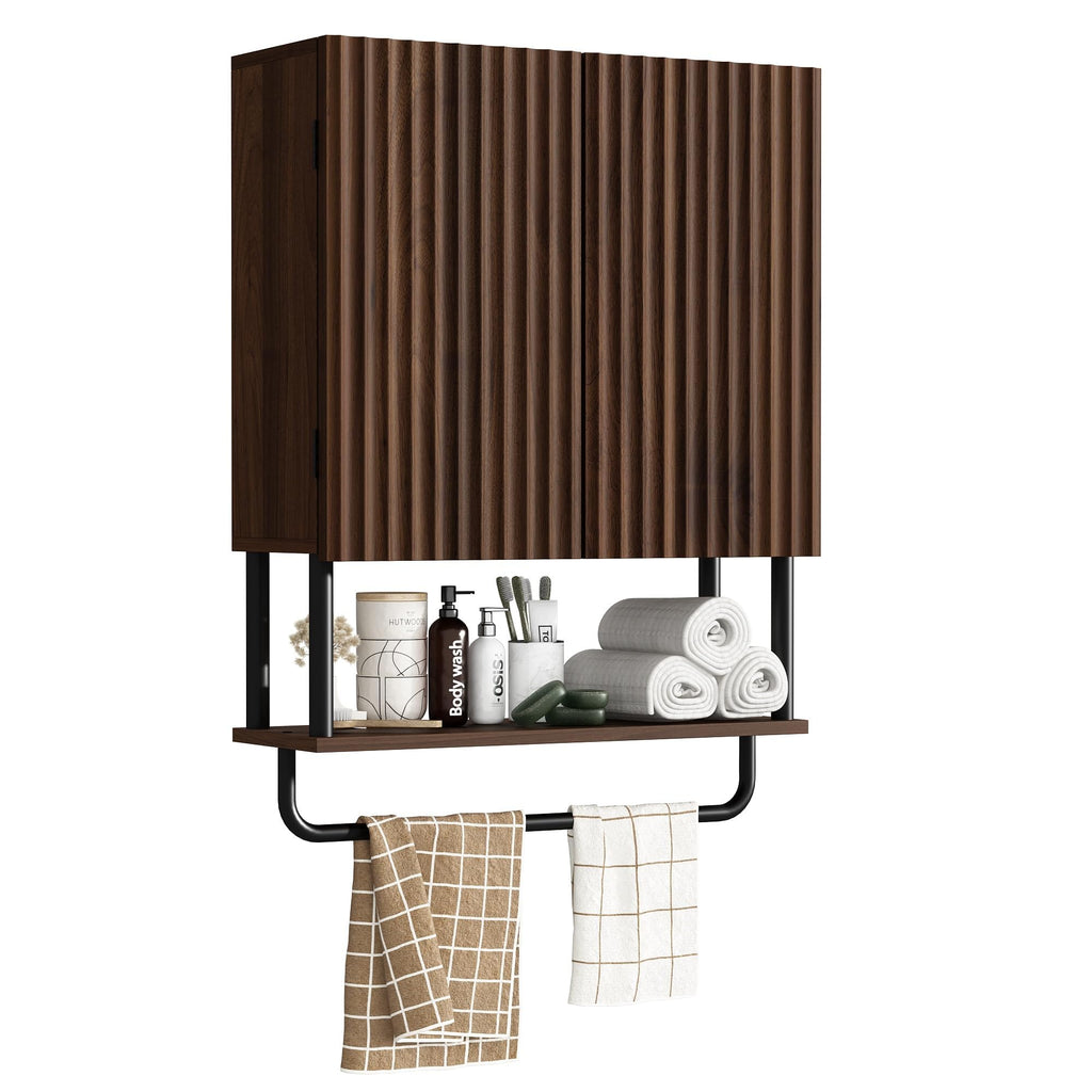 Fluted 2 Doors 3-Tier Bathroom Wall Cabinet H227672