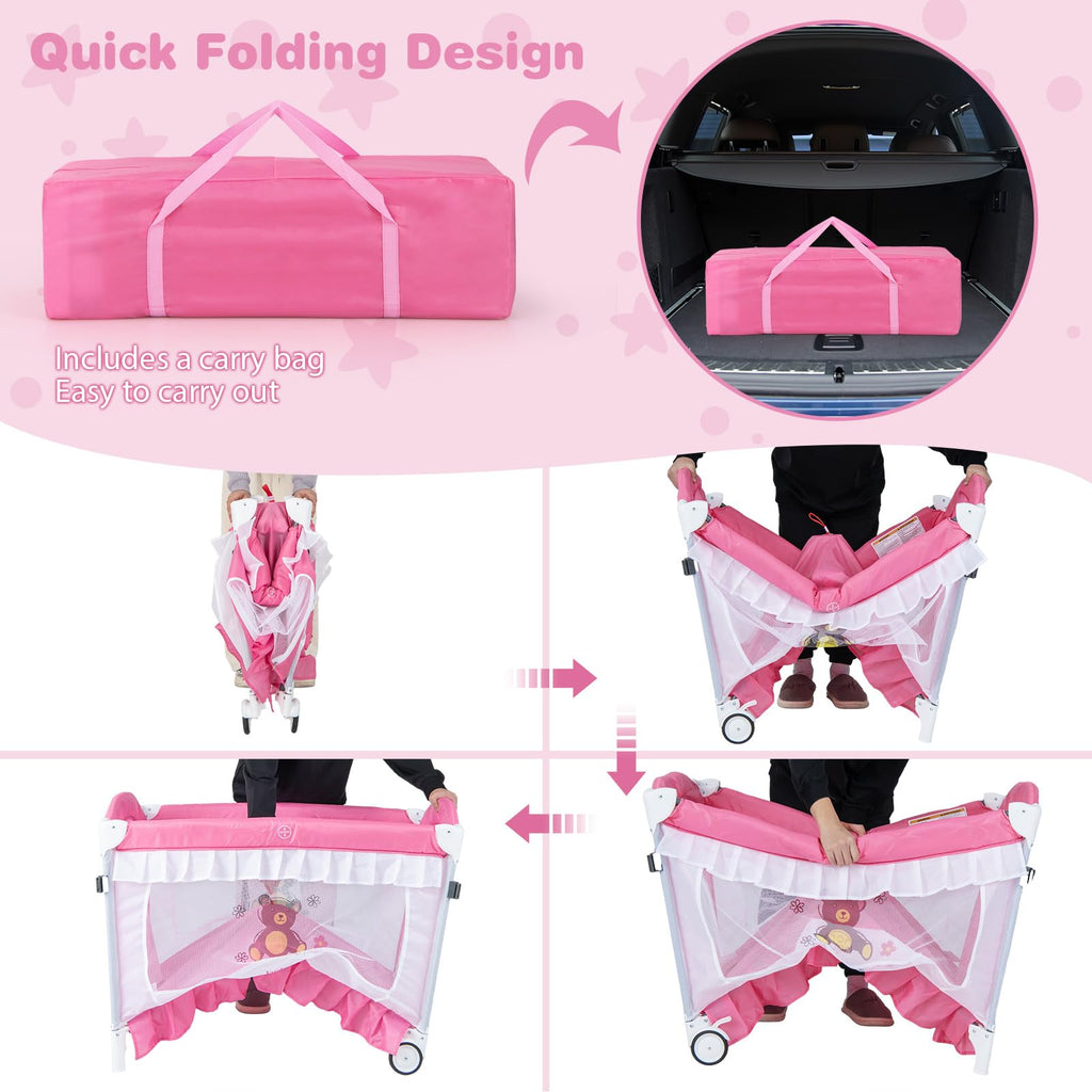 4-in-1 Baby Playard with Bassinet, Changing Table and Carry Bag R520
