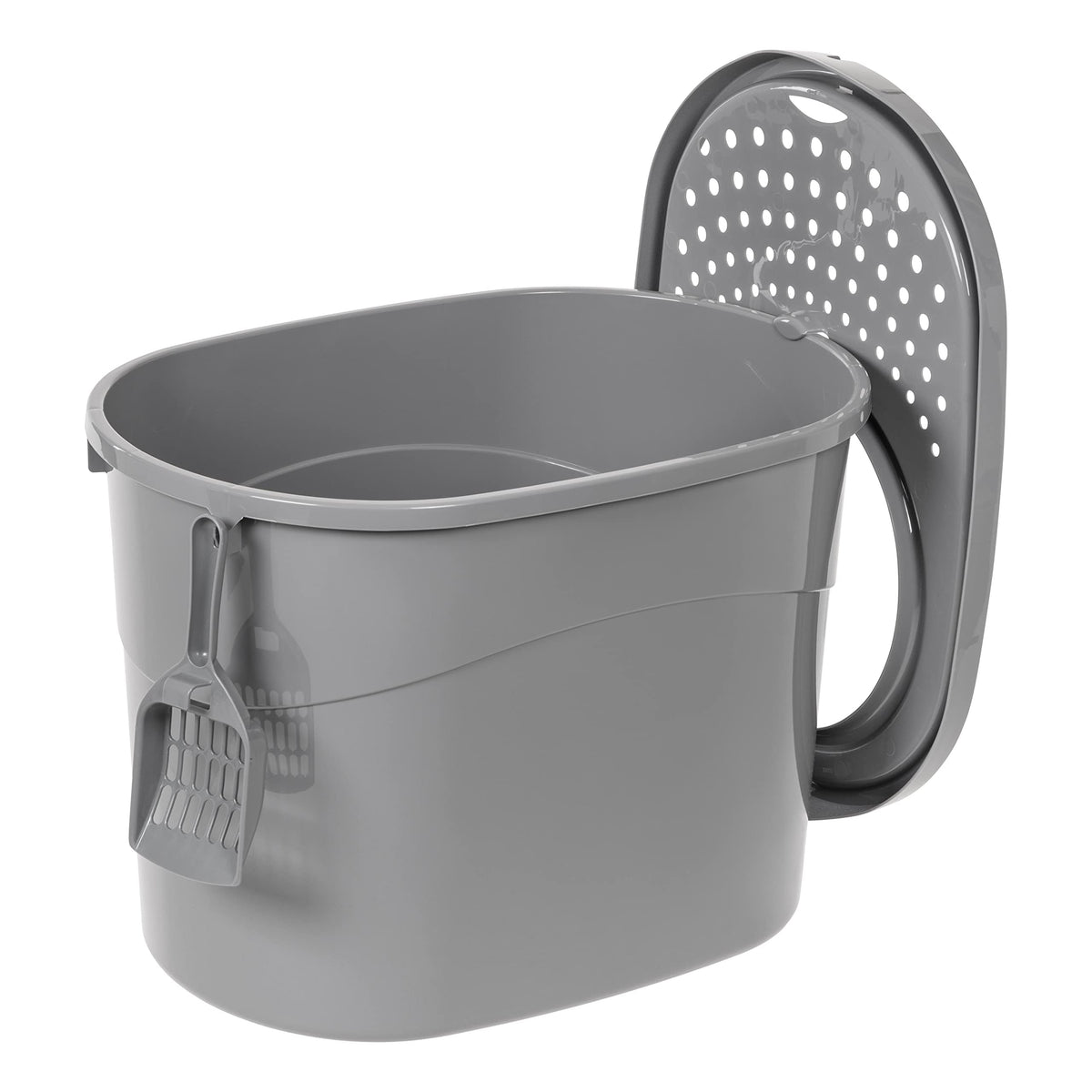Large Top Entry Cat Litter Box with High Sides and Scoop O1872