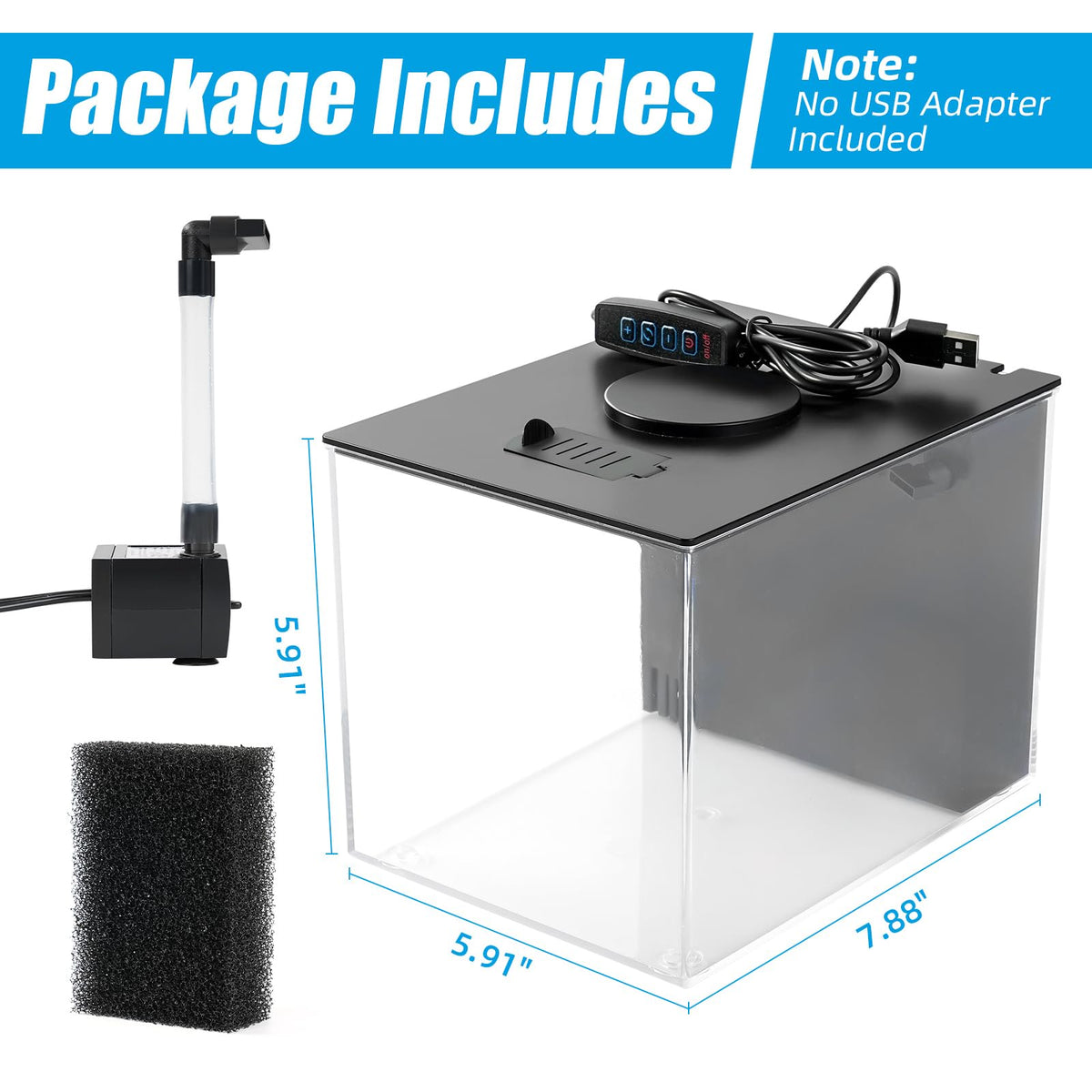 1 Gallon Betta Fish Tank with LED Light and Water Filter Pump Q19135