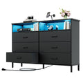 Black 6 Drawer Fabric Dresser S726