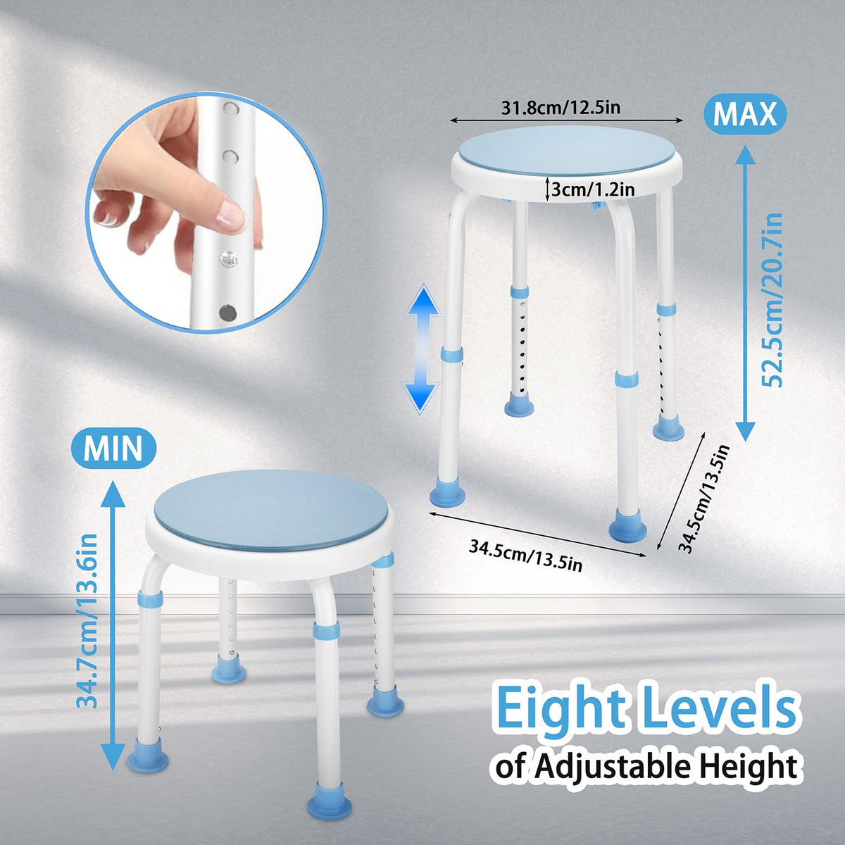 Foldable Adjustable Swivel Bath Seat Shower Chair Stool Q908