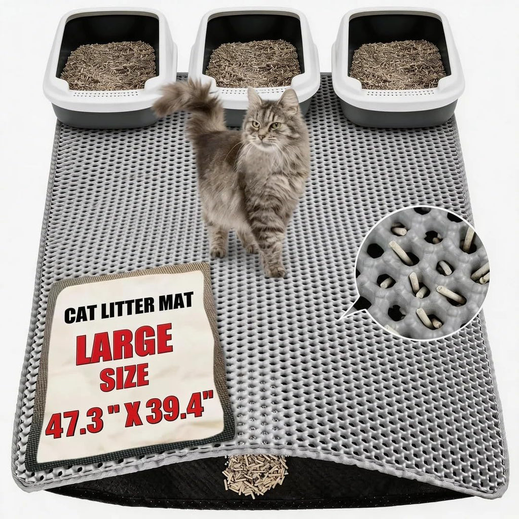 XXL Gray Double-Layer Cat Litter Mat S602