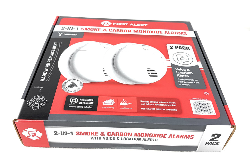 Combination Smoke & Carbon Monoxide Alarm, Hardwire Detector with Battery Backup, 2-Pack O497951
