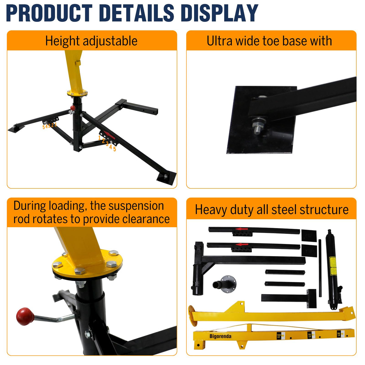 1000lb Capacity Hydraulic 360° Swivel Truck Crane M94997