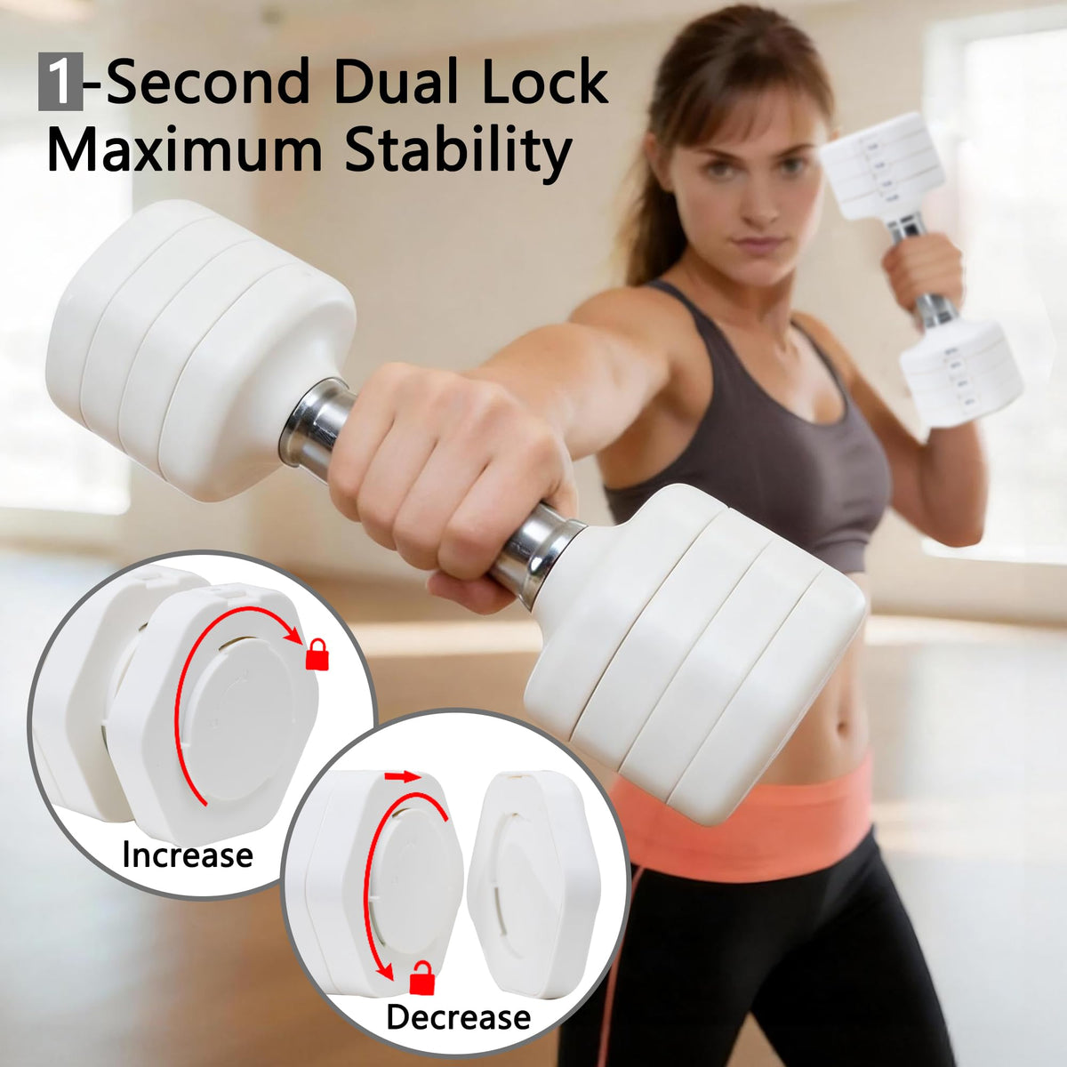 Adjustable Dumbbell Set of 2 Total 20 Lbs H654909