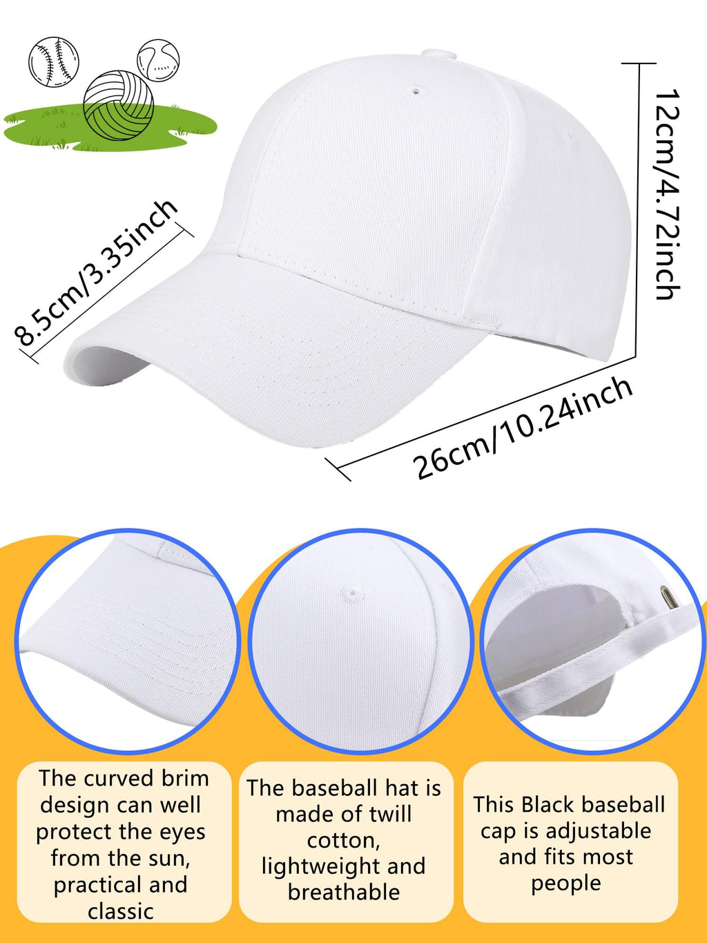 Cotton White Baseball Cap Z67504