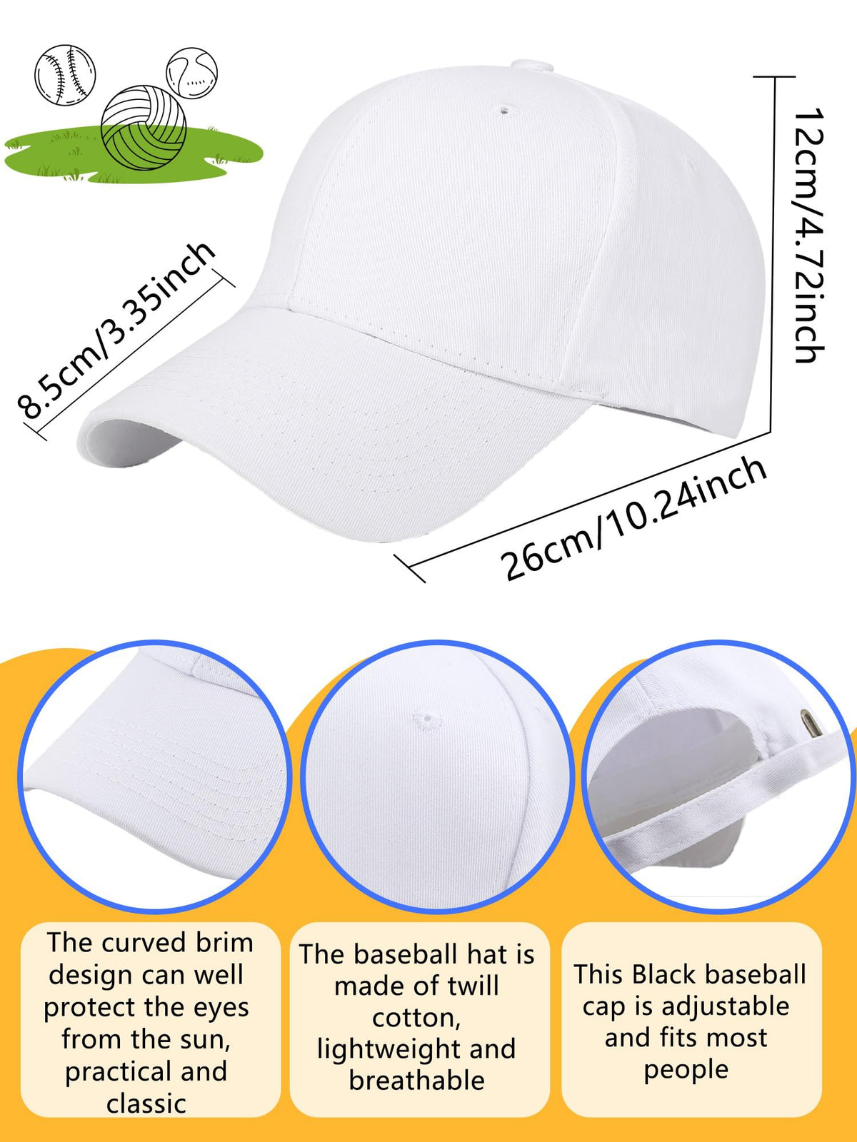 Cotton White Baseball Cap Z67504
