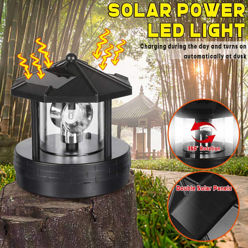 Solar Lighthouse Lamp 360° Rotatable LED IP44 Waterproof H3649