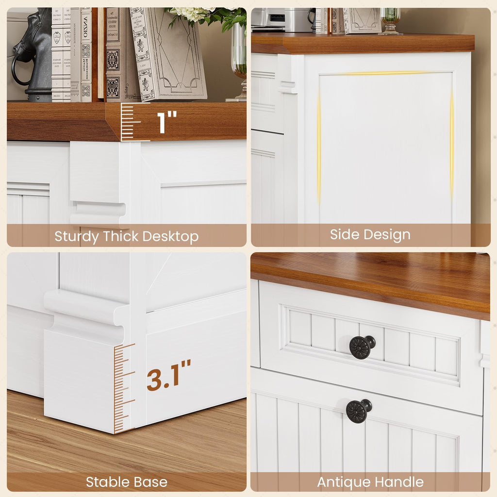 White Brown 4 Drawer Wood File Cabinet with Power Outlets S299509
