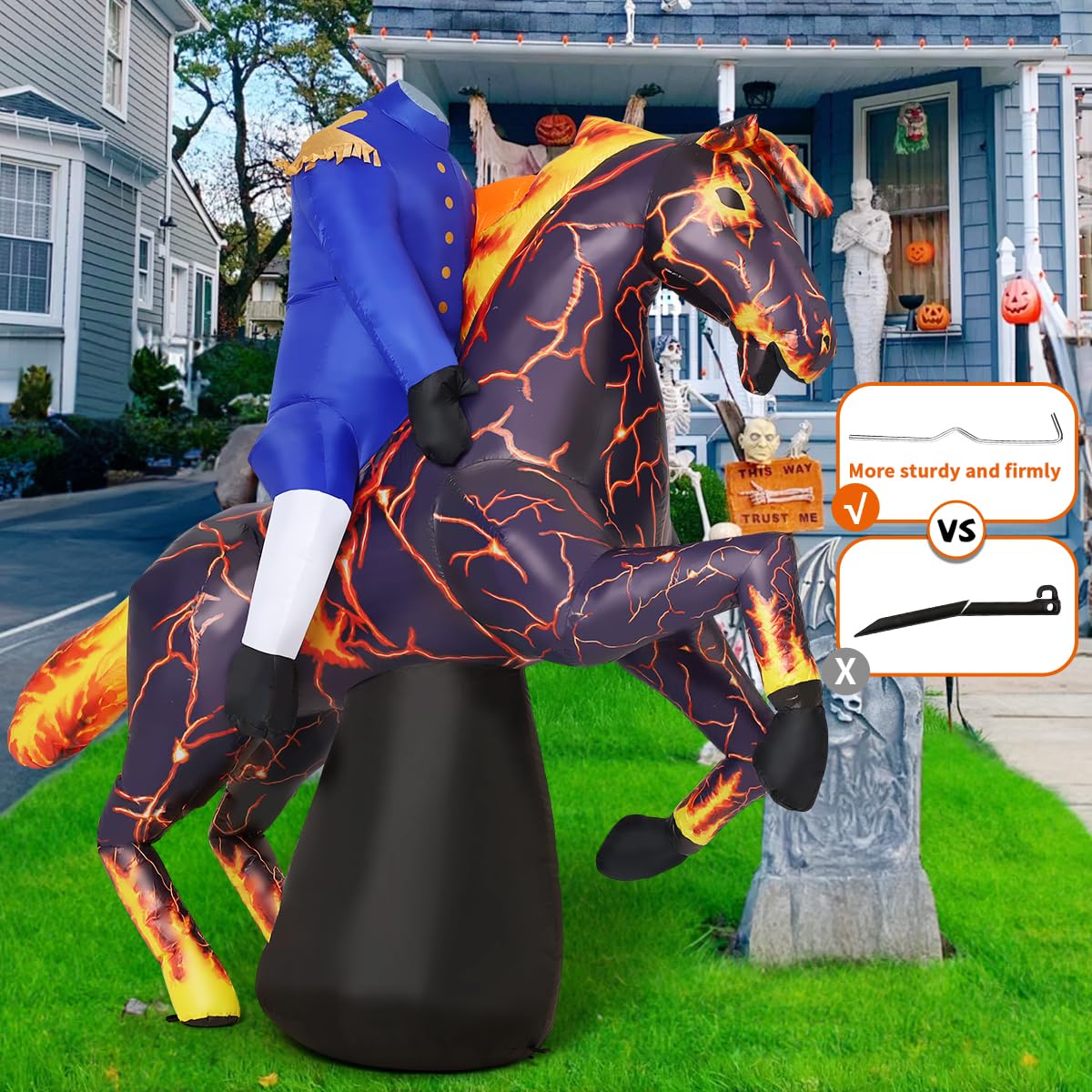 6FT Halloween Inflatables Headless Horseman with Built-in LEDs E962288