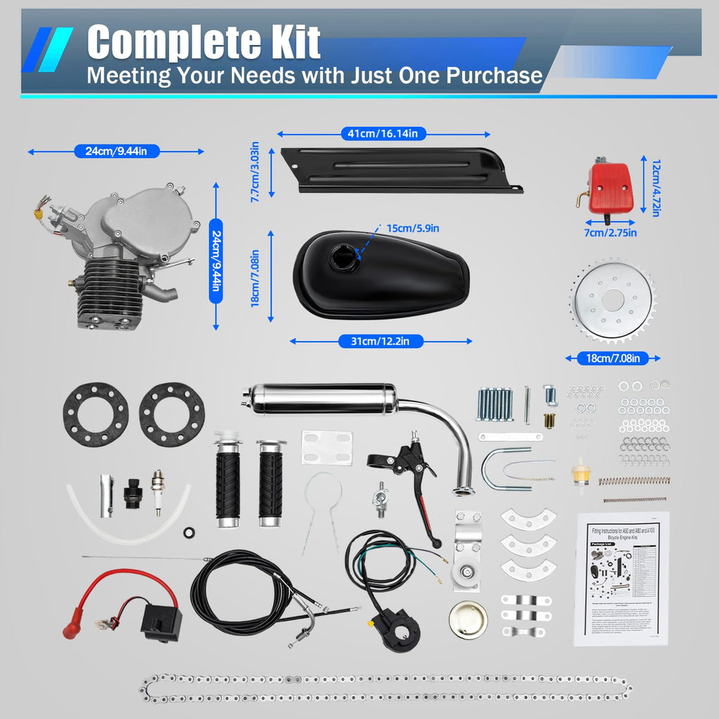 2 Stroke 100cc Bicycle Engine Kit 44 Tooth Sprocket H336936