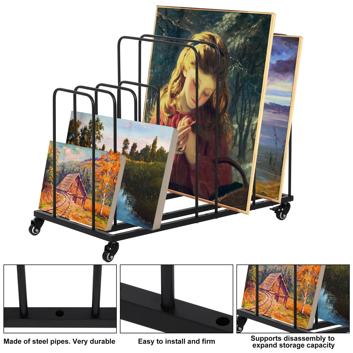Art Canvas Storage Rack with Wheels R792