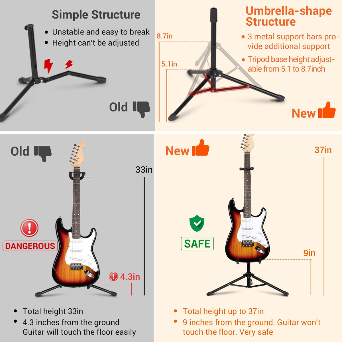 Folding Adjustable Guitar Stand Q564