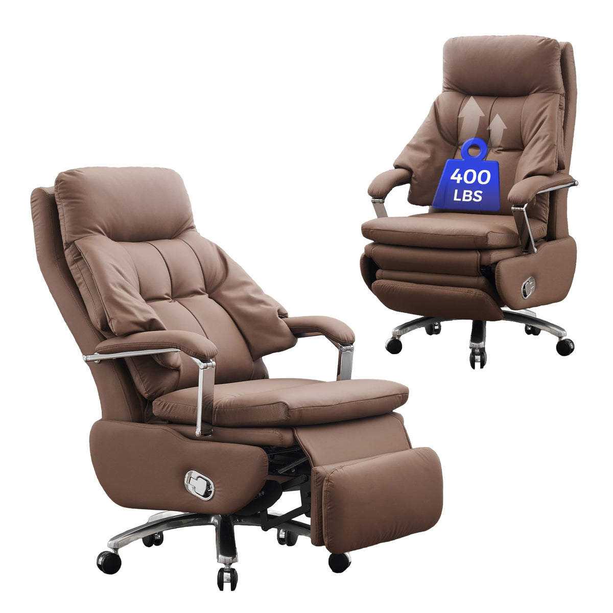 Brown PU Leather Recliner Chair with Footrest 400LBS C8127