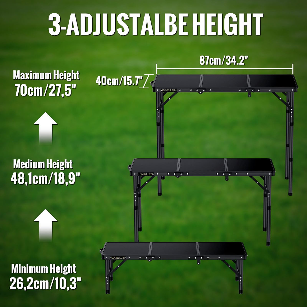 Folding Camping Table 3 Adjustable Height N210055