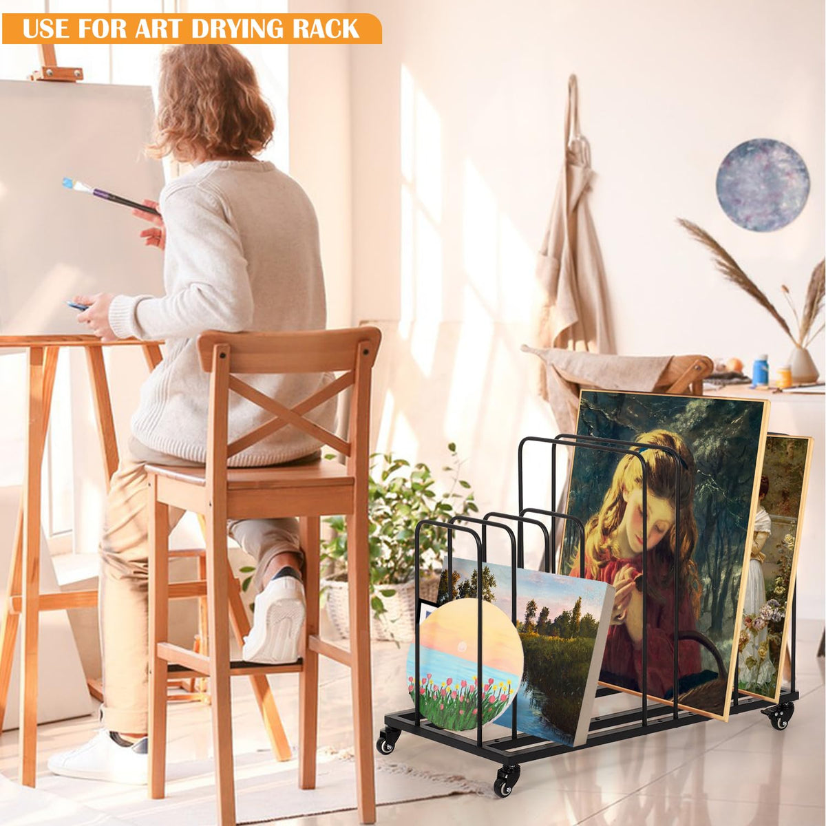Art Canvas Storage Rack with Wheels R792