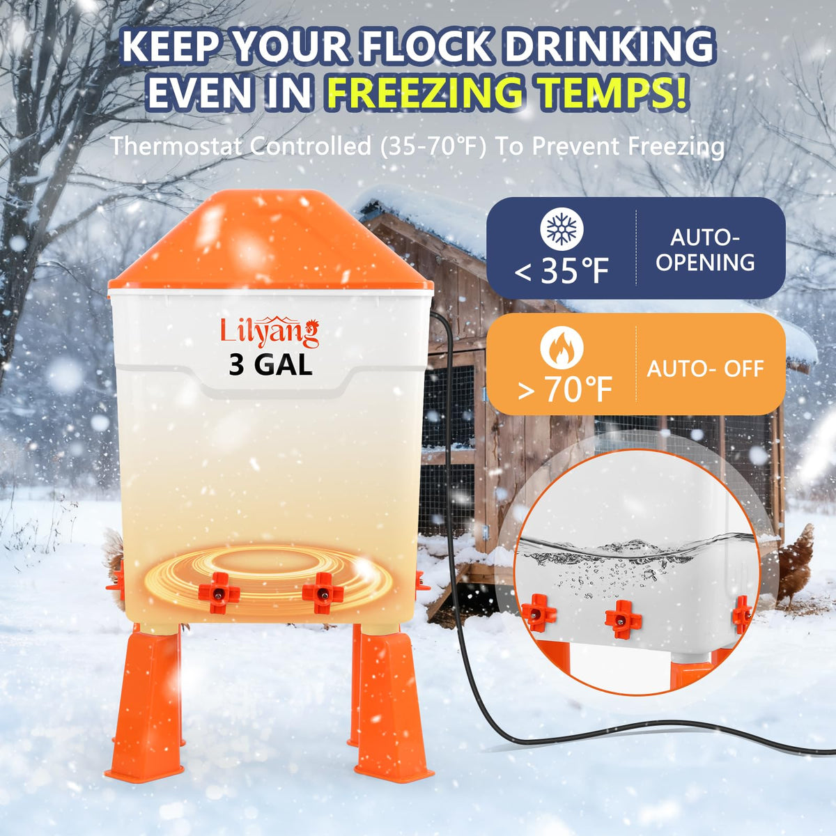 Heated Chicken Waterer 3 Gallon C619