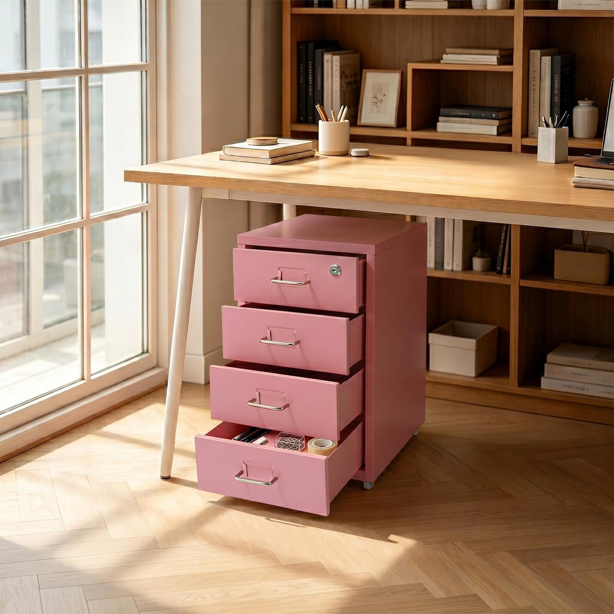 4 Drawer Rolling File Cabinet with Lock R983377