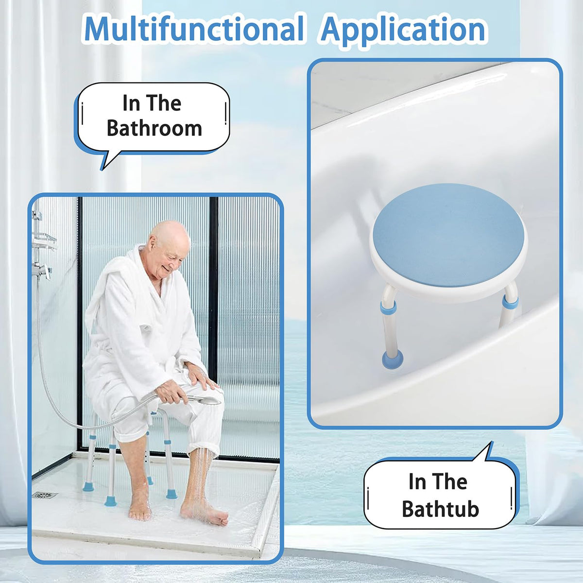 Foldable Adjustable Swivel Bath Seat Shower Chair Stool Q908