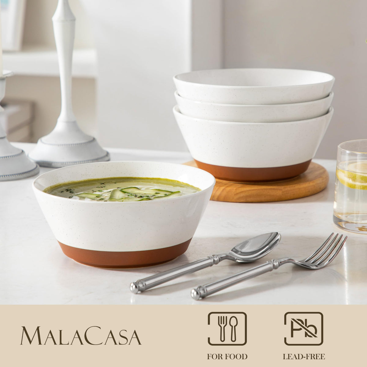 Ceramic Soup Bowl Set of 4 and Baking Dish D21524
