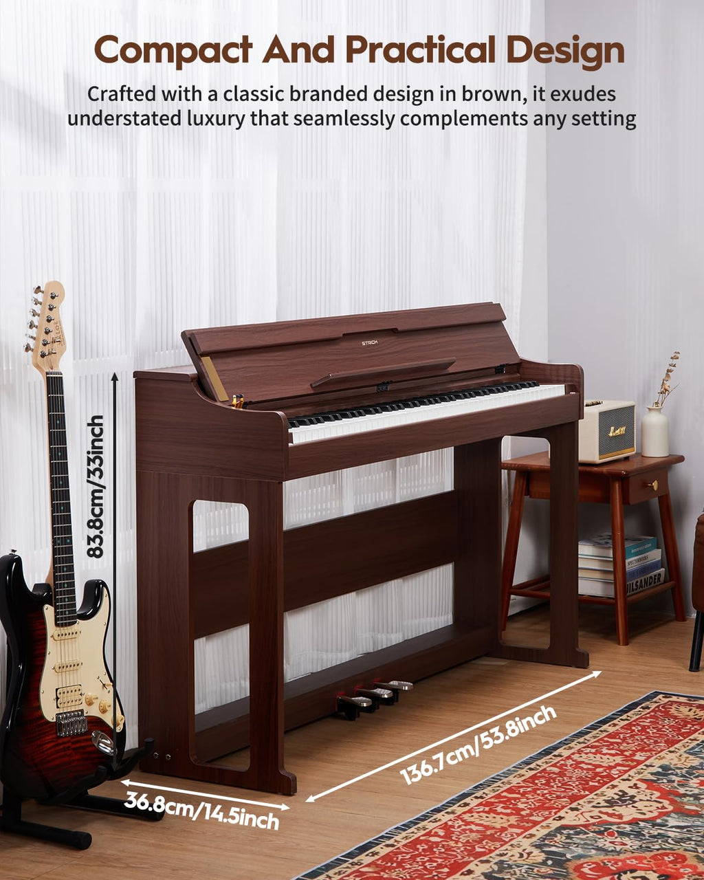 88 Keys Hammer-Action Fully Weighted Digital Piano with Furniture Stand I961