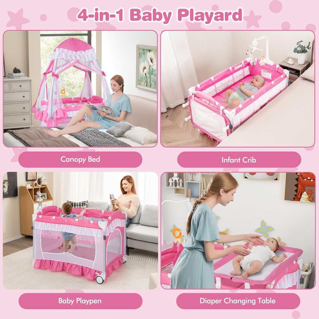 4-in-1 Baby Playard with Bassinet, Changing Table and Carry Bag R520