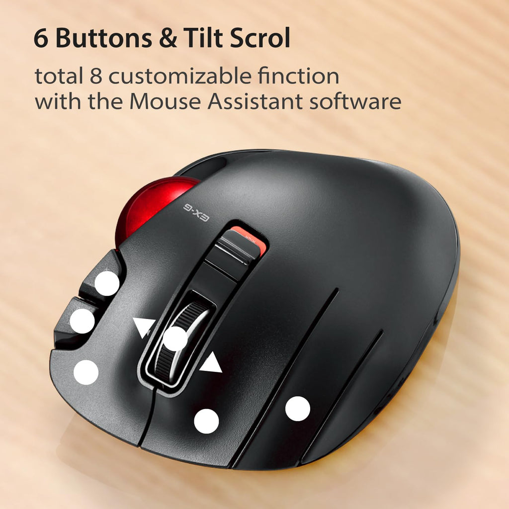 Wireless Left Handed Thumb Control Trackball Mouse W20813