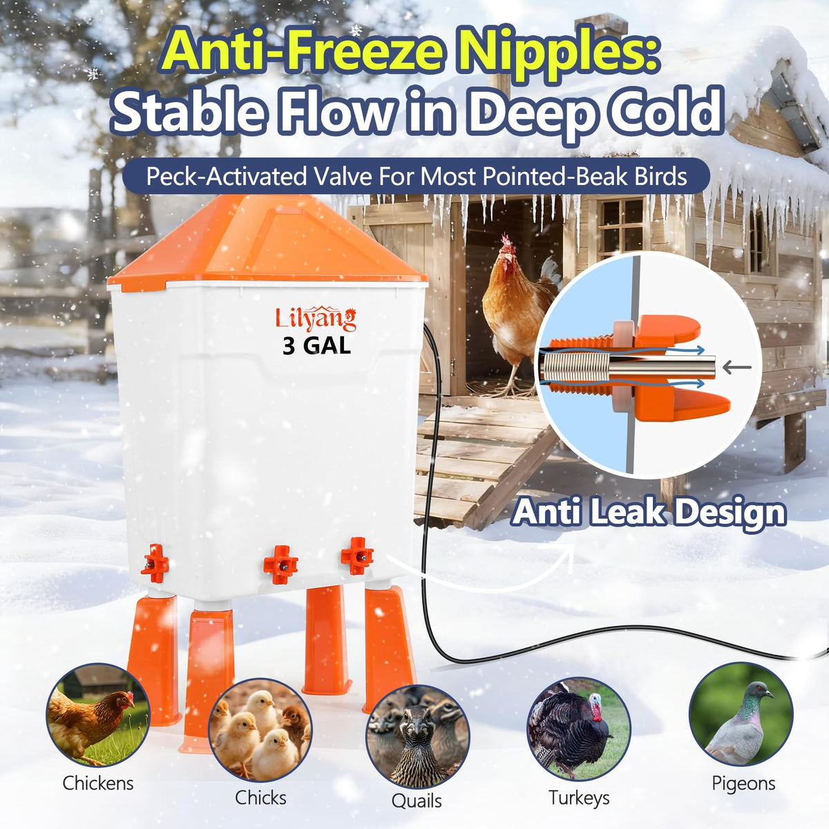 Heated Chicken Waterer 3 Gallon C619