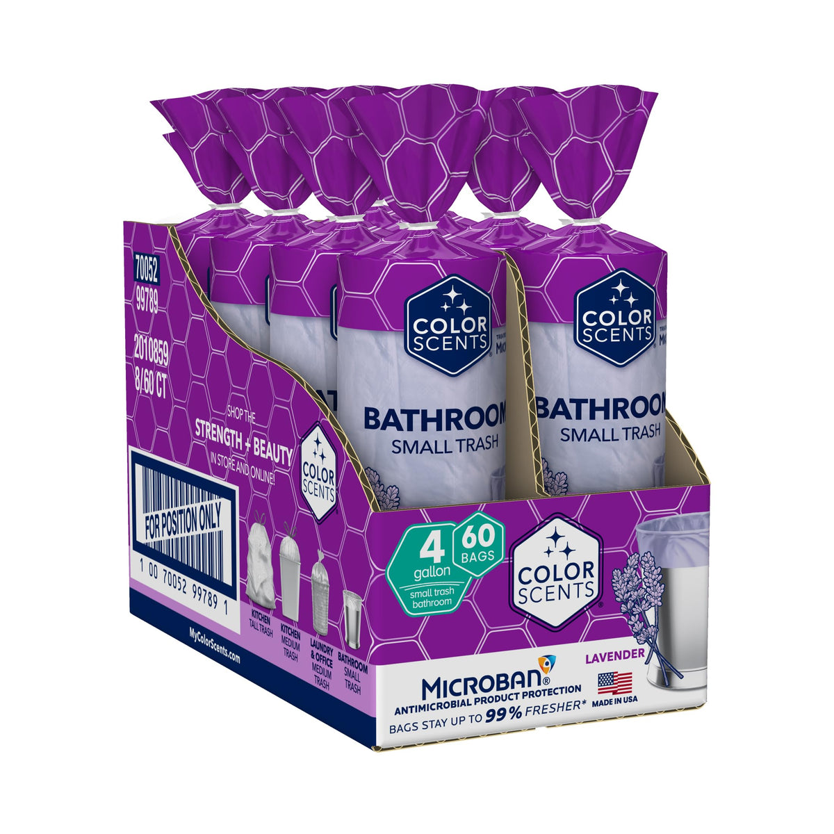 4 Gallon Drawstring Trash Bags 480 Bags Lavender S751384