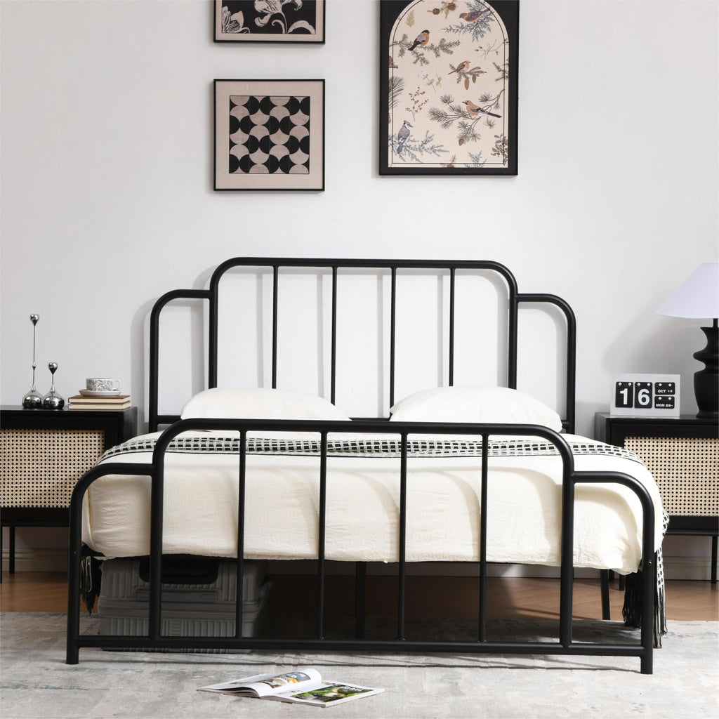 Black Full Size Metal Bed with Headboard and Footboard C66283