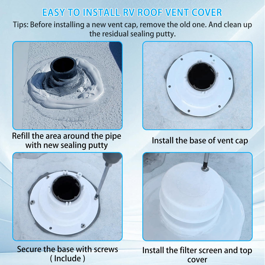 RV Plumbing Vent Cap Fits 1 to 2 3/8 Inch Pipe White 2 Pack C61829