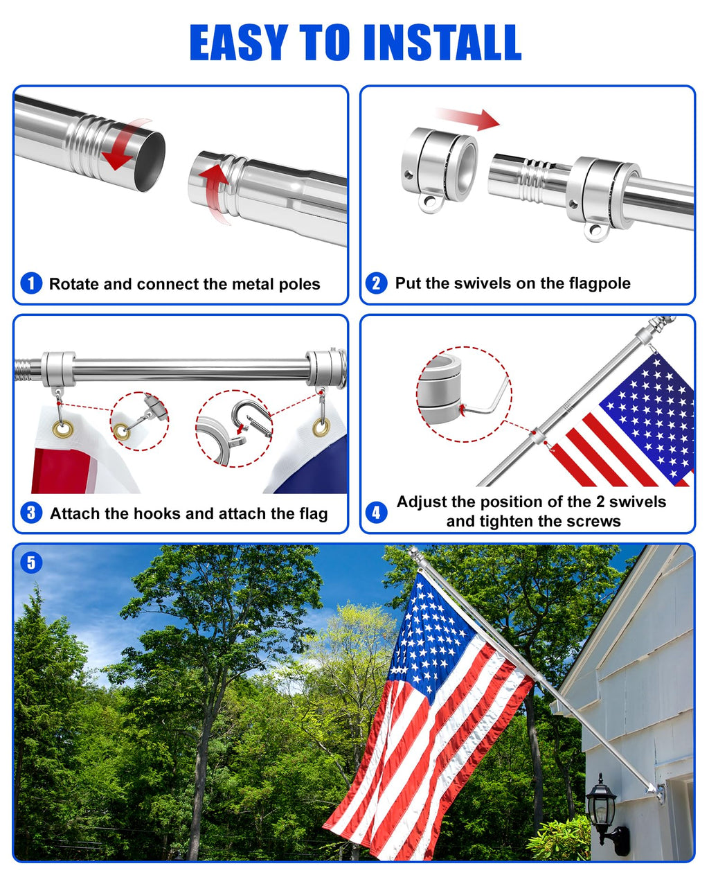 T304 Stainless Steel Flag Pole F4739