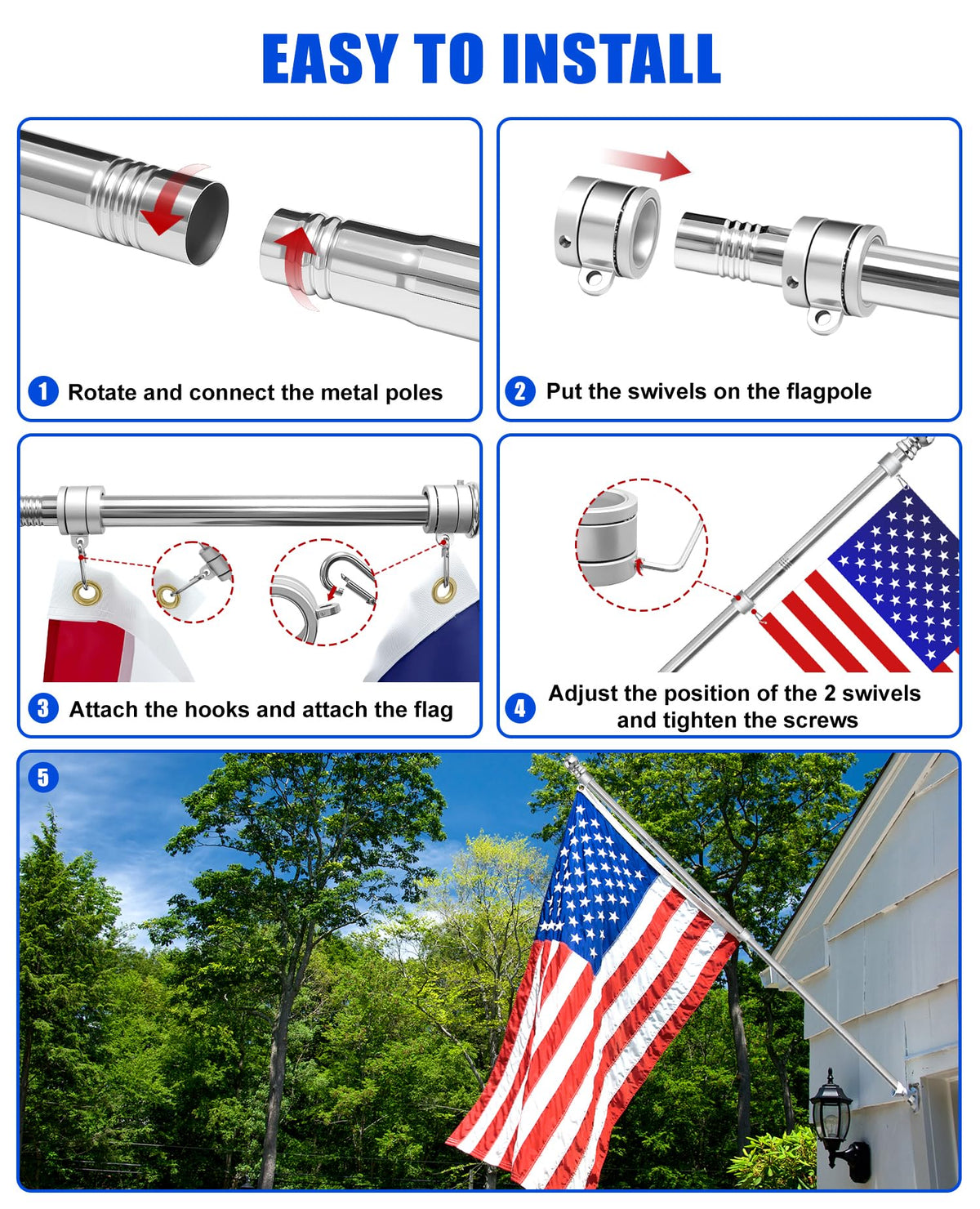 T304 Stainless Steel Flag Pole F4739