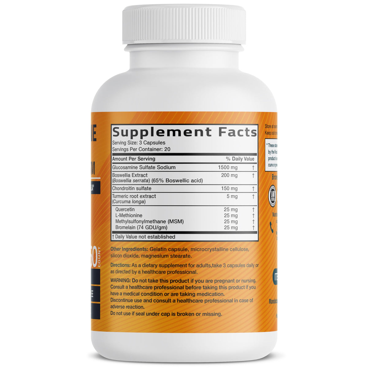Glucosamine Chondroitin Turmeric & MSM Joint Support, 60 Capsules B4538