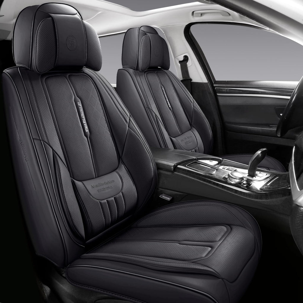 Black Leather 5-Seats Car Seat Covers J5765