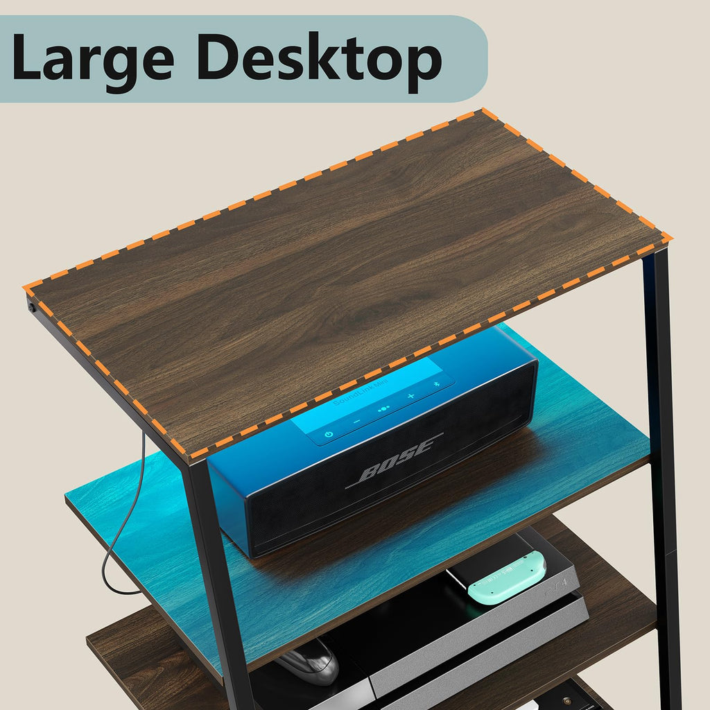 4-Tier Corner AV Media Stand with Charge Station I14909