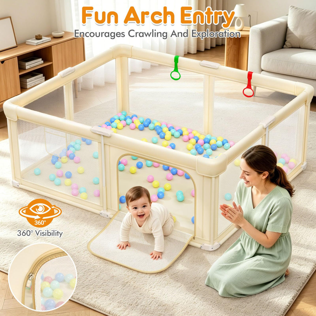 Foldable Baby Playpen with Mat M739421