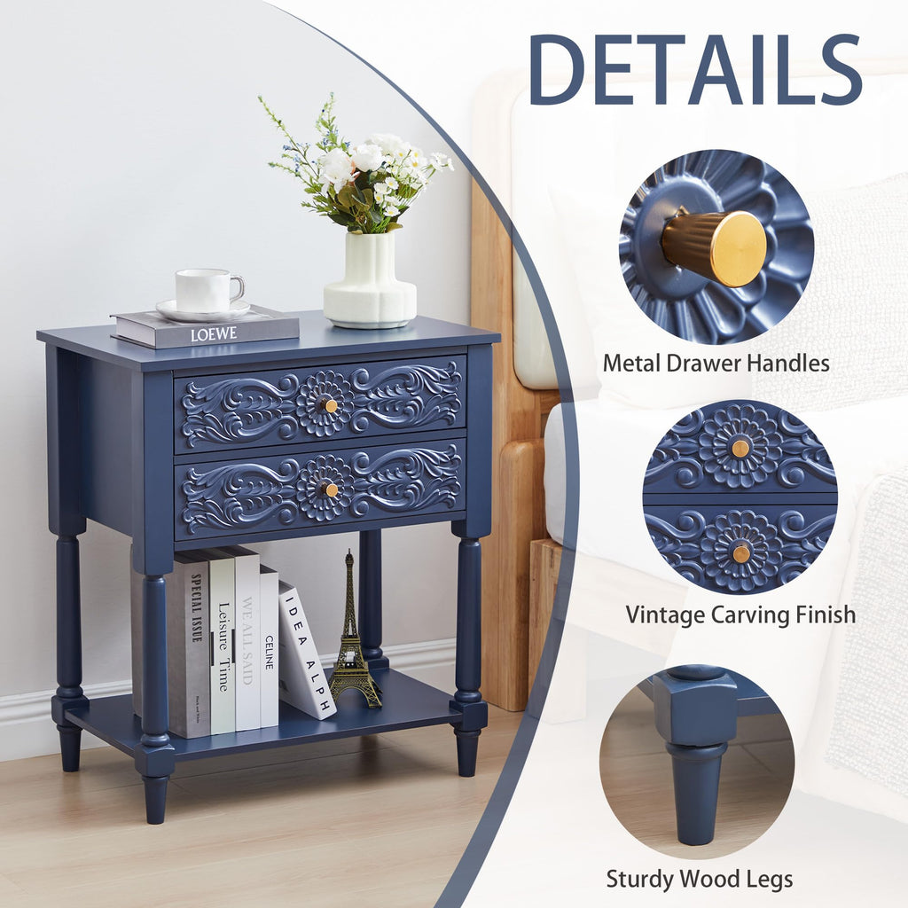 Farmhouse Bedside Table with 2 Drawers S446132