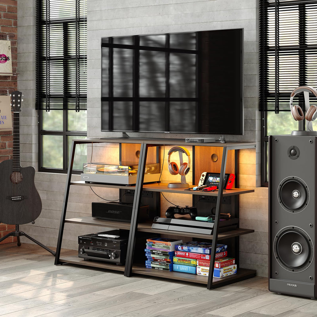 4-Tier Corner AV Media Stand with Charge Station I14909