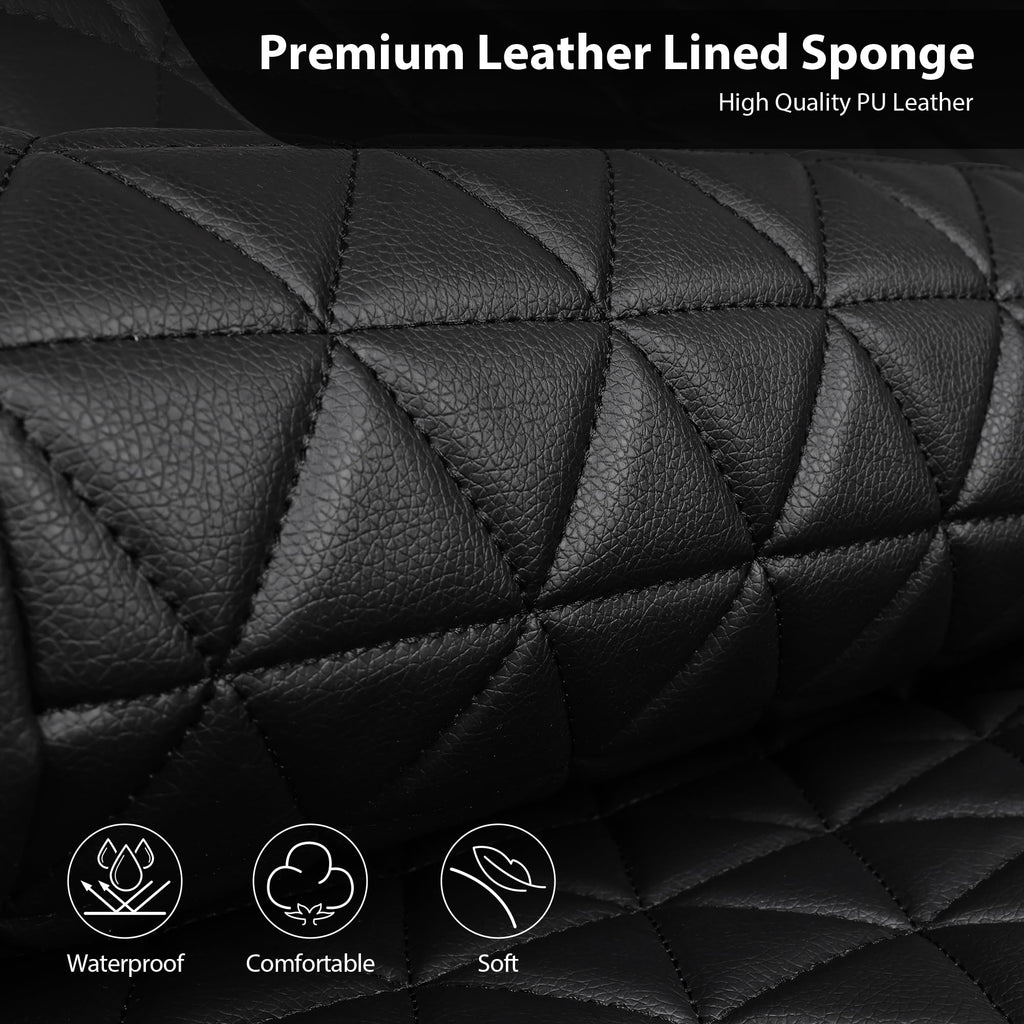 Black Leather Car Seat Covers Full Set W4046