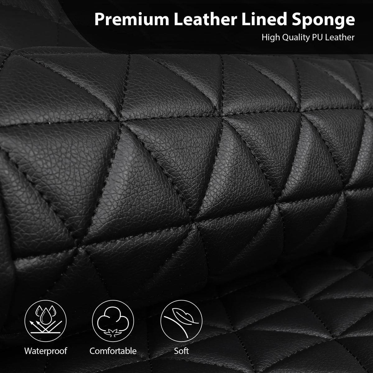 Black Leather Car Seat Covers Full Set W4046