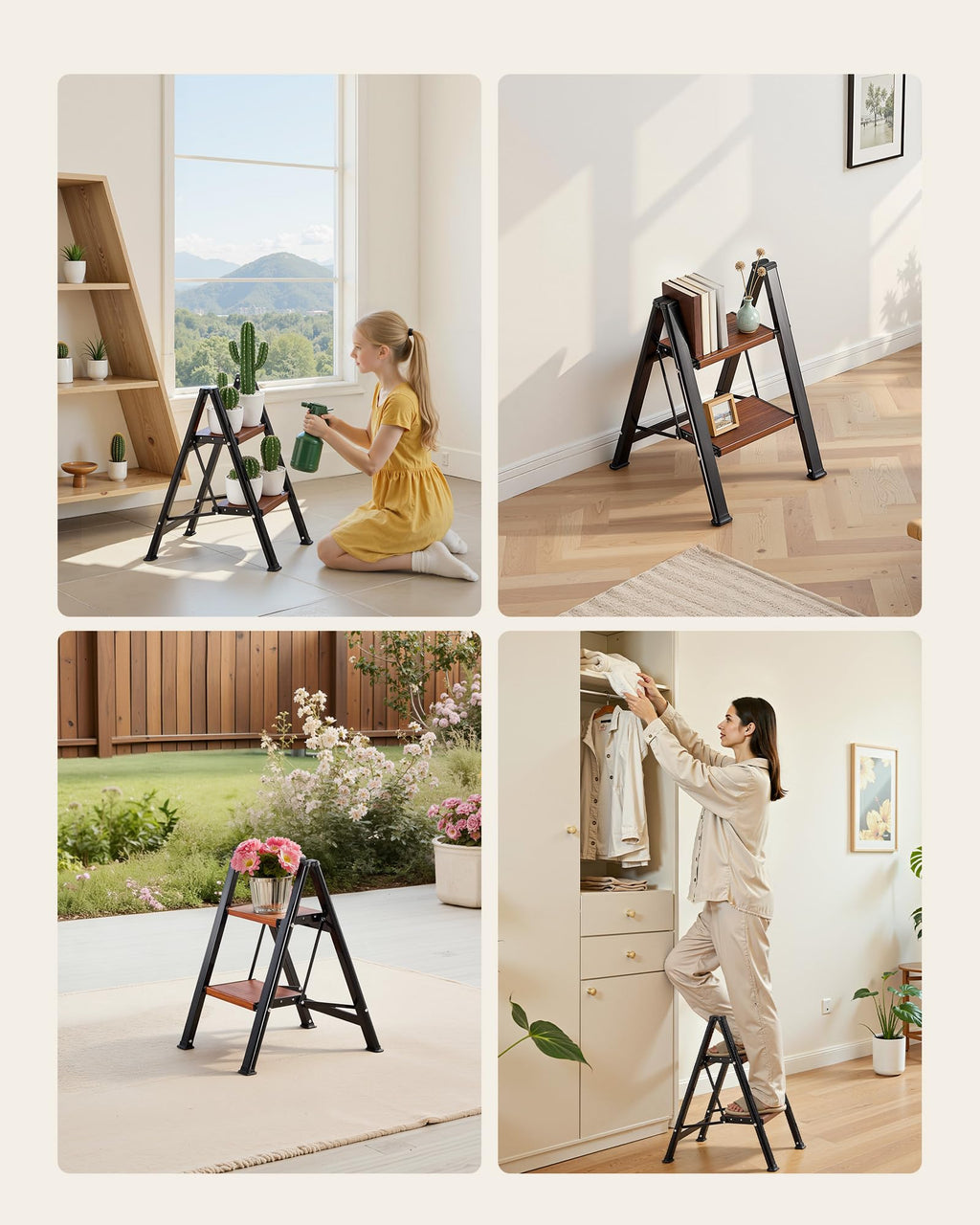2 Step Folding Aluminum Ladder 330 lbs Capacity Z122