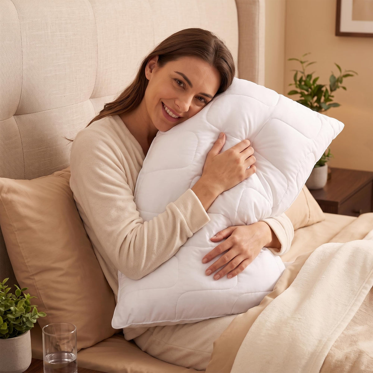 King Size White Cooling Down Alternative Pillows Set of 2 M845090