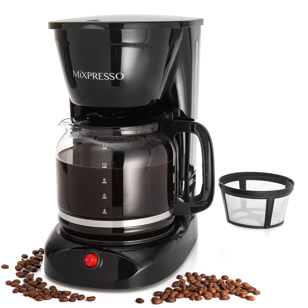 12 Cup Drip Coffee Maker with Reusable Filter, Black B838