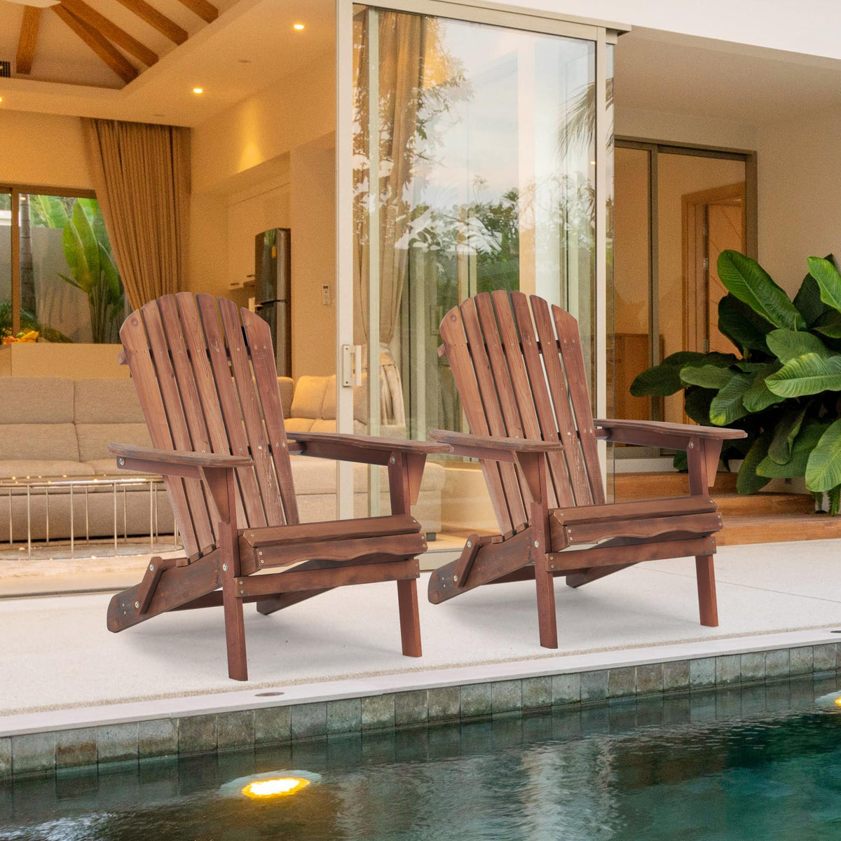 Wooden Folding Adirondack Chair Set of 2 N2151