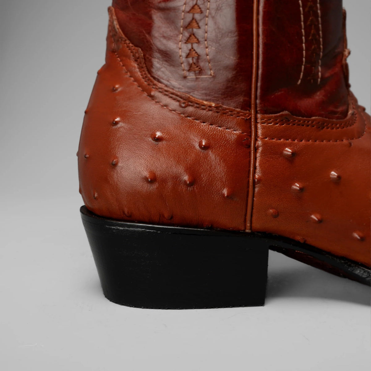 Men’s Cognac Ostrich Print Leather Western Boots N623