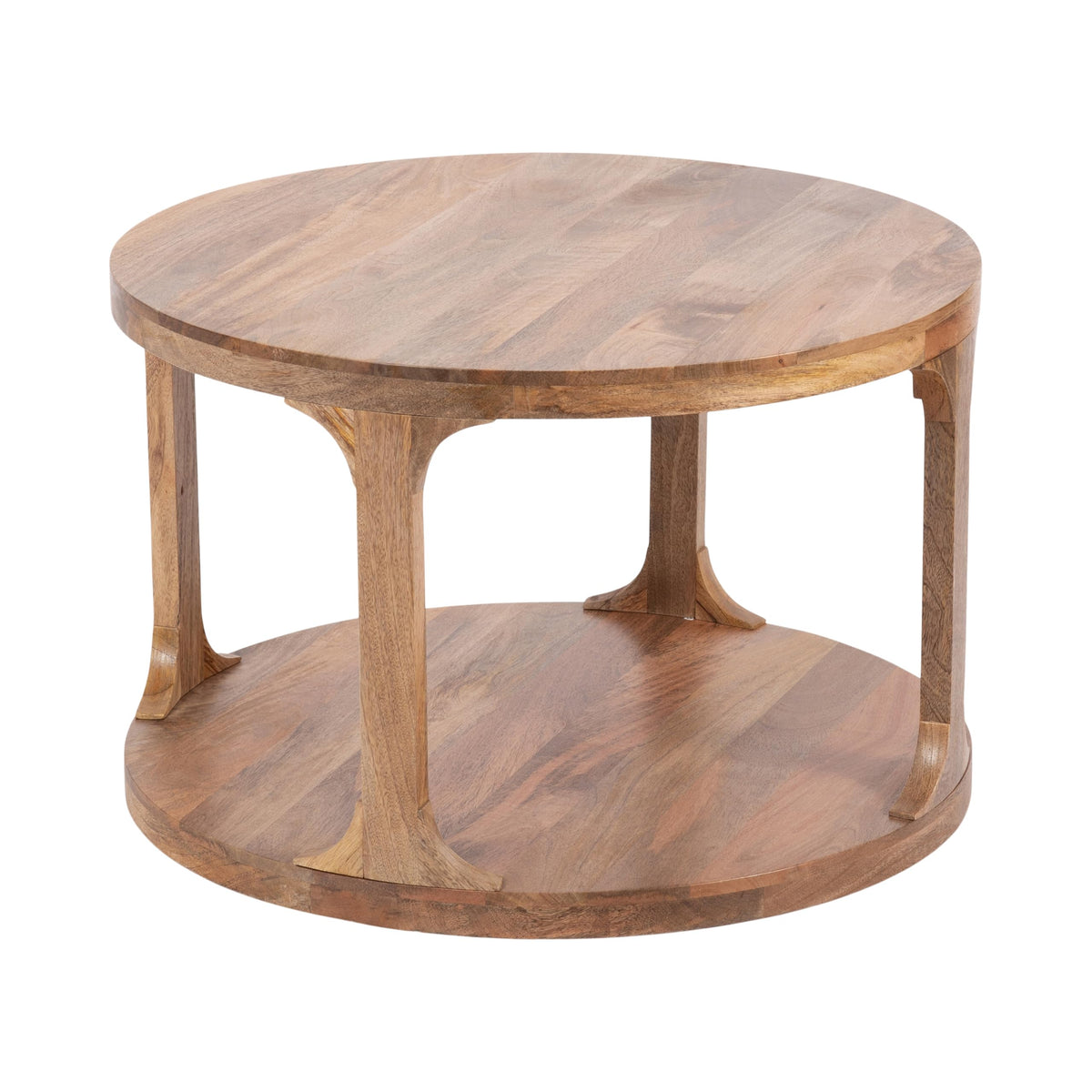 Round Mango Wood Coffee Table with Storage O471