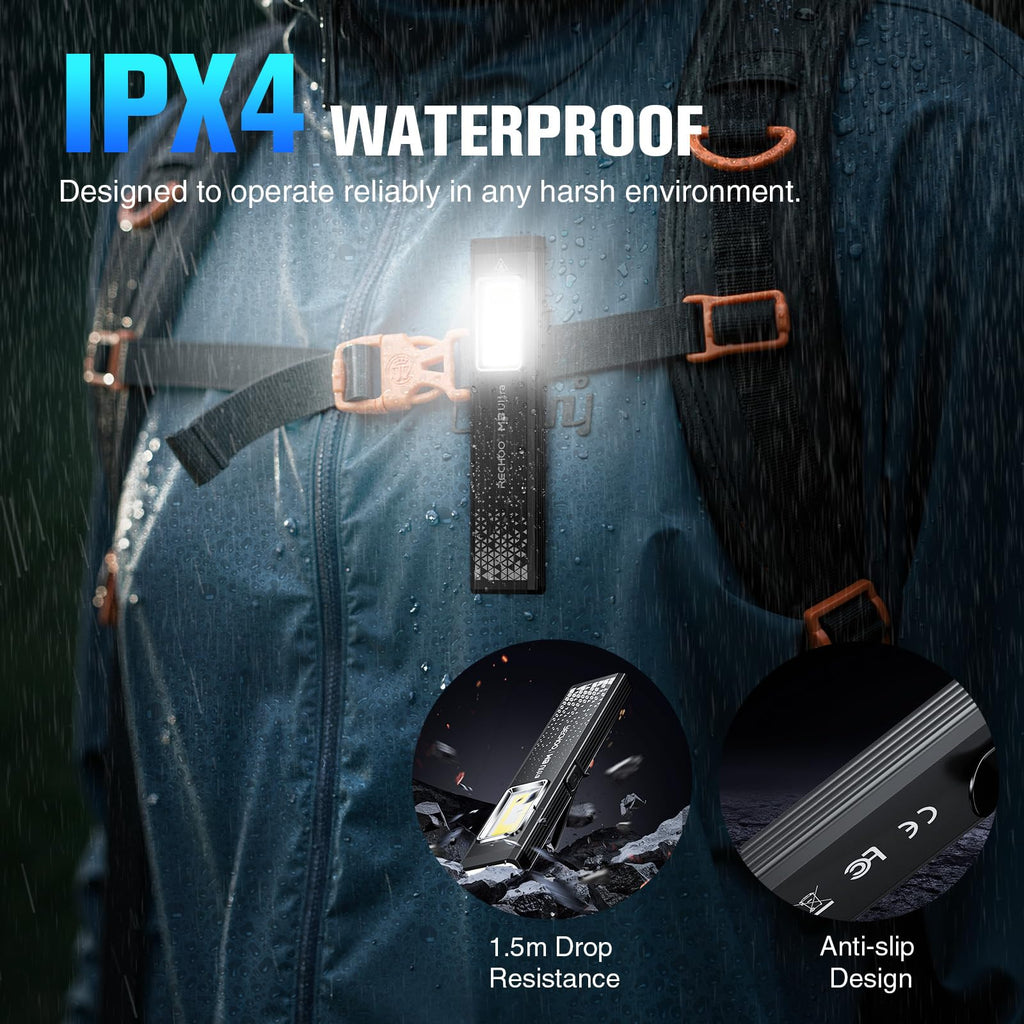 Flat EDC Rechargeable Flashlight with Magnetic Base & Clip L313707