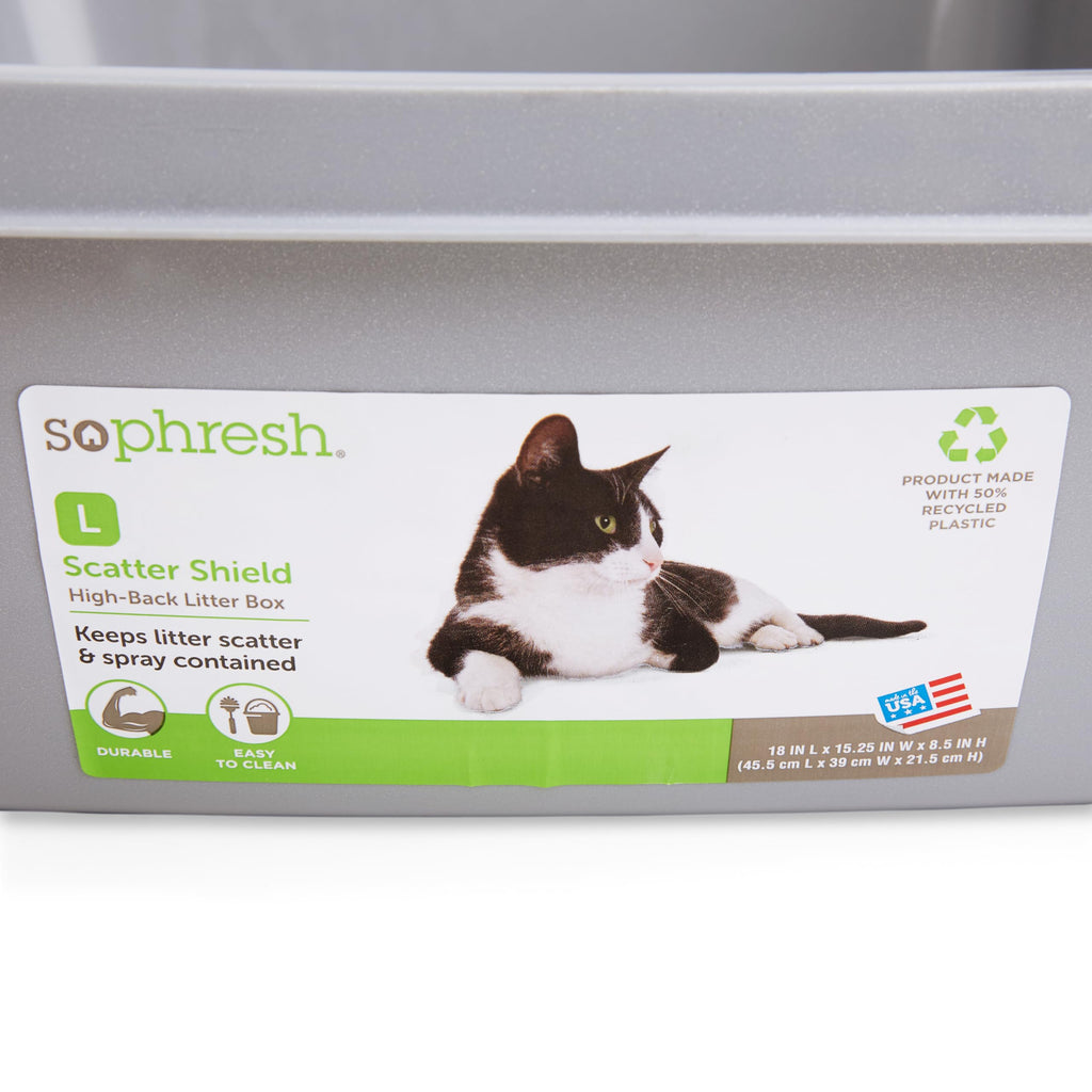 Grey Large High-Back Litter Box O82310